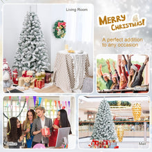 Charger l&#39;image dans la galerie, 6-Foot Flocked Artificial Christmas Tree with Hinged Design and Metal Stand - Suitable for Christmas Decorations

