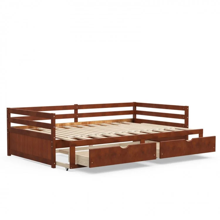 Multifunctional Expandable Double Sofa Bed Frame with Drawers