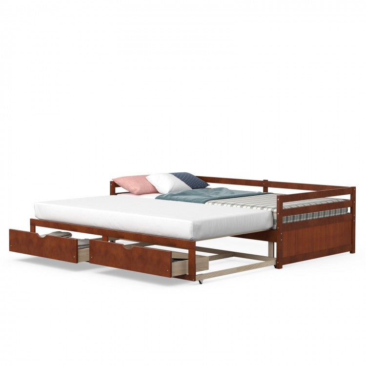 Multifunctional Expandable Double Sofa Bed Frame with Drawers