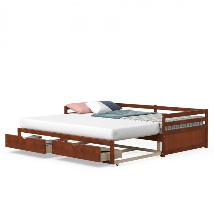 Multifunctional Expandable Double Sofa Bed Frame with Drawers