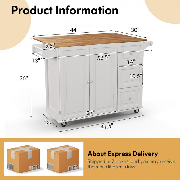 Modern Multifunctional Folding Kitchen Island Cart with Storage Cabinets