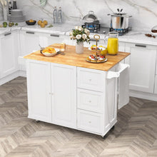 Load image into Gallery viewer, Modern Multifunctional Folding Kitchen Island Cart with Storage Cabinets
