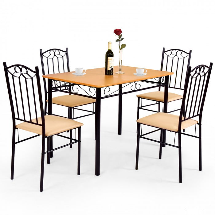 Modern 5-Piece Dining Room Table and Chairs Set with Rectangular Table and 4 Padded Chairs - Suitable for Restaurant