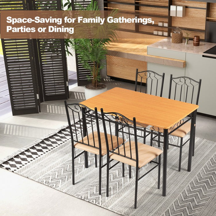 Modern 5-Piece Dining Room Table and Chairs Set with Rectangular Table and 4 Padded Chairs - Suitable for Restaurant