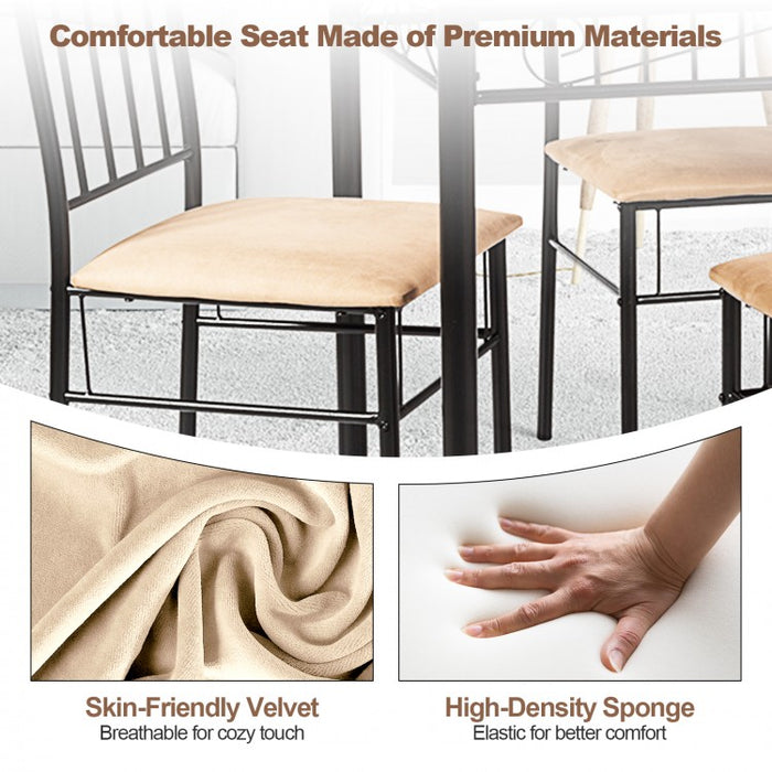 Modern 5-Piece Dining Room Table and Chairs Set with Rectangular Table and 4 Padded Chairs - Suitable for Restaurant