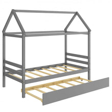 Load image into Gallery viewer, Children&#39;s Solid Wood Bed Frame with Attic-Style Headboard
