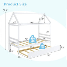 Load image into Gallery viewer, Children&#39;s Solid Wood Bed Frame with Attic-Style Headboard
