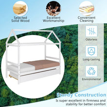 Load image into Gallery viewer, Children&#39;s Solid Wood Bed Frame with Attic-Style Headboard
