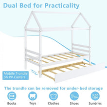 Load image into Gallery viewer, Children&#39;s Solid Wood Bed Frame with Attic-Style Headboard
