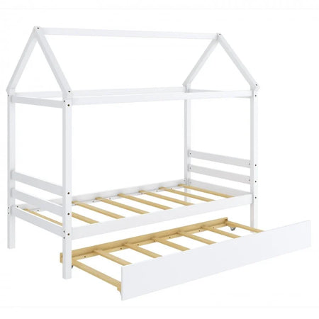 Children's Solid Wood Bed Frame with Attic-Style Headboard