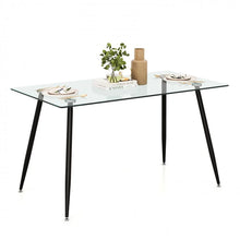 Load image into Gallery viewer, Modern Rectangular Glass Dining Table with Heavy-Duty Steel Legs - Suitable for Kitchen and Restaurant

