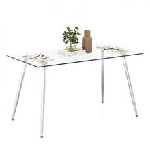 Load image into Gallery viewer, Modern Rectangular Glass Dining Table with Heavy-Duty Steel Legs - Suitable for Kitchen and Restaurant
