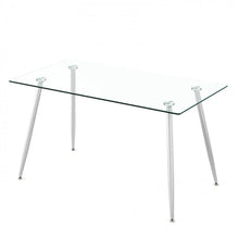 Load image into Gallery viewer, Modern Rectangular Glass Dining Table with Heavy-Duty Steel Legs - Suitable for Kitchen and Restaurant
