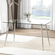 Load image into Gallery viewer, Modern Rectangular Glass Dining Table with Heavy-Duty Steel Legs - Suitable for Kitchen and Restaurant
