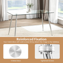 Load image into Gallery viewer, Modern Rectangular Glass Dining Table with Heavy-Duty Steel Legs - Suitable for Kitchen and Restaurant
