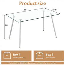 Load image into Gallery viewer, Modern Rectangular Glass Dining Table with Heavy-Duty Steel Legs - Suitable for Kitchen and Restaurant
