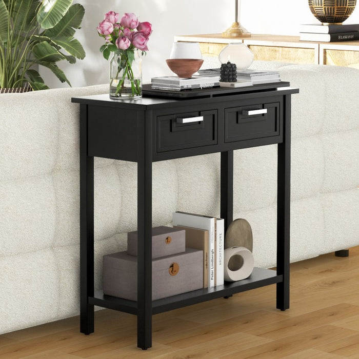 Open-Concept Entryway Console Table with Two Drawers