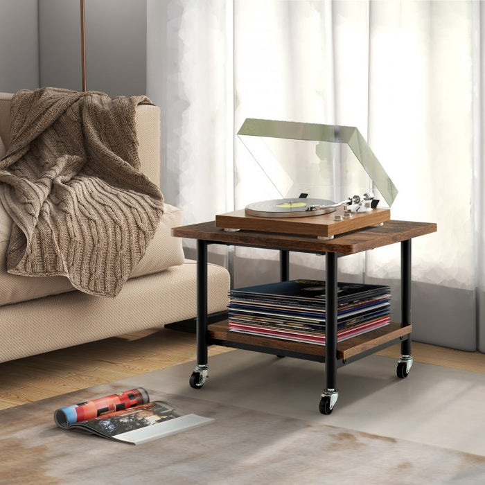 Mobile Printer Stand with Locking Casters and Storage Shelves
