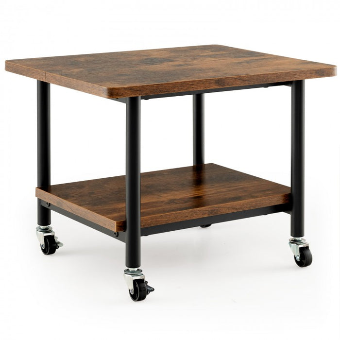 Mobile Printer Stand with Locking Casters and Storage Shelves