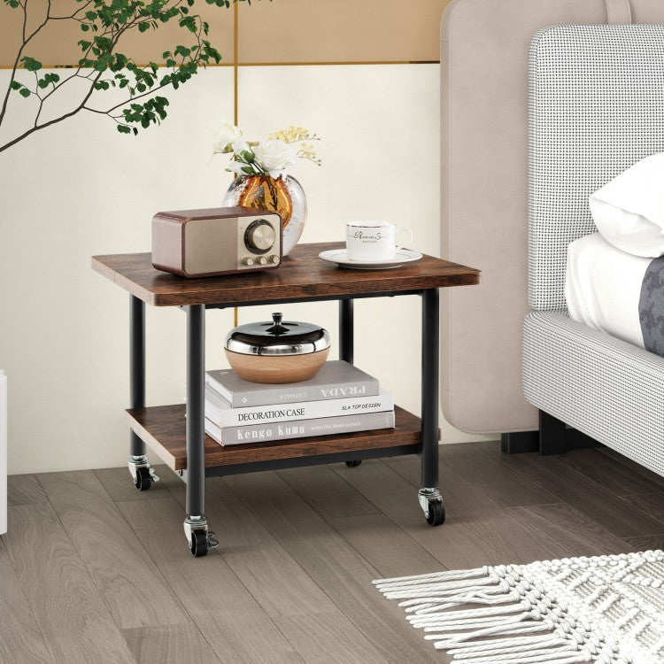 Mobile Printer Stand with Locking Casters and Storage Shelves