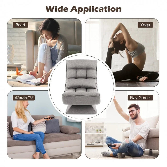 Costway Modern Living Room Swivel Chairs with 5-Level Adjustable Lumbar Support - Suitable for Living Room and Home Theater
