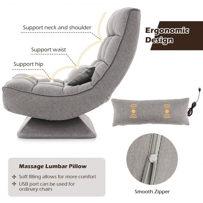 Costway Modern Living Room Swivel Chairs with 5-Level Adjustable Lumbar Support - Suitable for Living Room and Home Theater