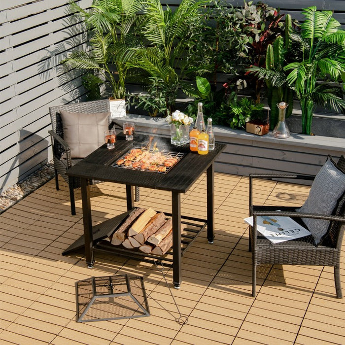 Multifunctional Outdoor Fire Pit Table - Can Be Used as BBQ, Cooler, and Dining Table