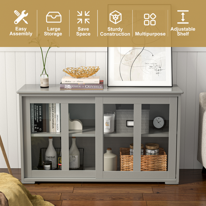 Modern Minimalist Buffet Cabinet with Sliding Doors