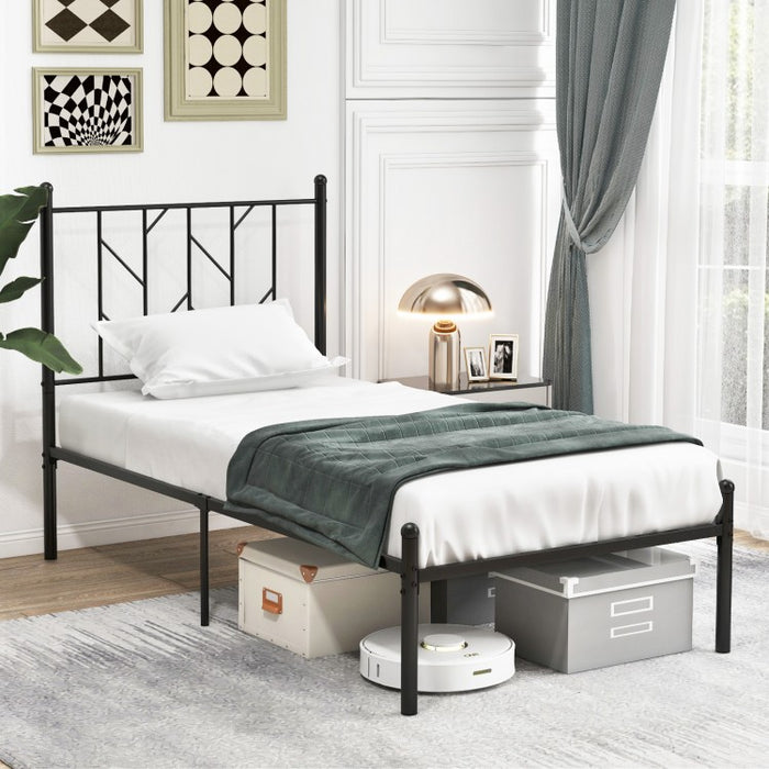 Black Tree Branch-Shaped Headboard Metal Platform Bed Frame