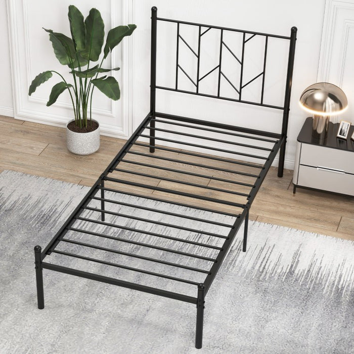 Black Tree Branch-Shaped Headboard Metal Platform Bed Frame