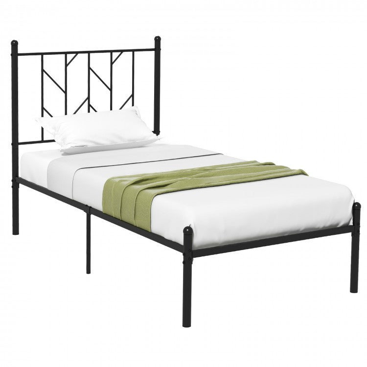 Black Tree Branch-Shaped Headboard Metal Platform Bed Frame