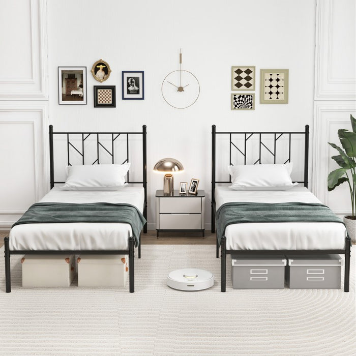 Black Tree Branch-Shaped Headboard Metal Platform Bed Frame