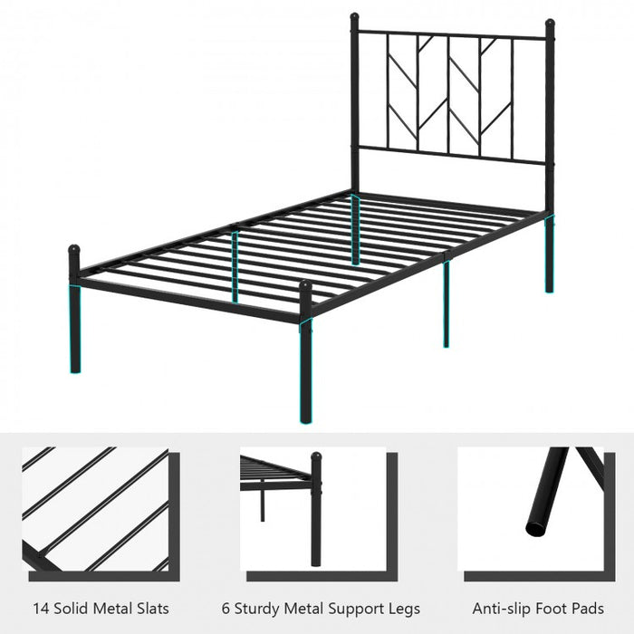 Black Tree Branch-Shaped Headboard Metal Platform Bed Frame