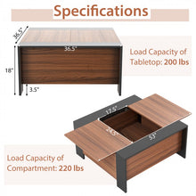 Load image into Gallery viewer, Industrial Style Coffee Table with Sliding Top and Built-in Hidden Storage Cabinet - Suitable for Living Room and Office
