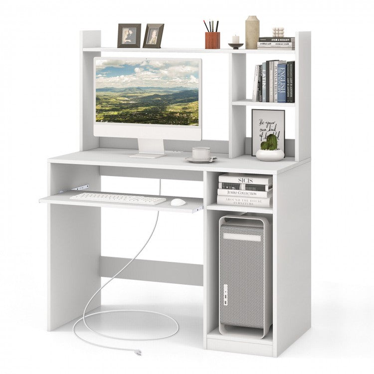 Gaming and Office Computer Desk with Keyboard Tray