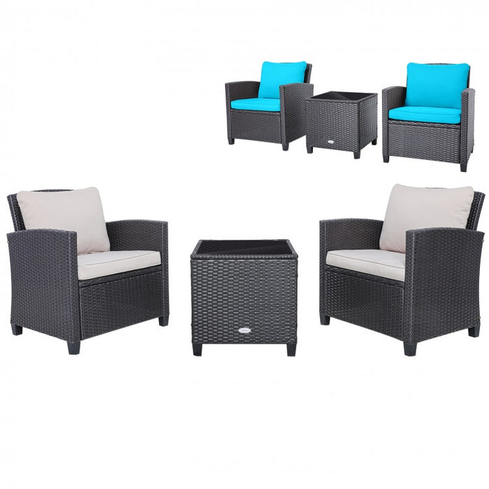 3-Piece Outdoor Patio Furniture Set with Built-in Cushions