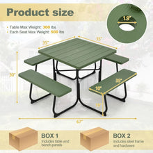Charger l&#39;image dans la galerie, Outdoor Dining Table and Chairs Set - 4-Piece Set with 4 Benches and 1 Square Table - Suitable for Backyard and Garden Gatherings
