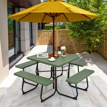 Load image into Gallery viewer, Outdoor Dining Table and Chairs Set - 4-Piece Set with 4 Benches and 1 Square Table - Suitable for Backyard and Garden Gatherings
