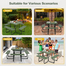 Charger l&#39;image dans la galerie, Outdoor Dining Table and Chairs Set - 4-Piece Set with 4 Benches and 1 Square Table - Suitable for Backyard and Garden Gatherings
