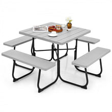 Charger l&#39;image dans la galerie, Outdoor Dining Table and Chairs Set - 4-Piece Set with 4 Benches and 1 Square Table - Suitable for Backyard and Garden Gatherings
