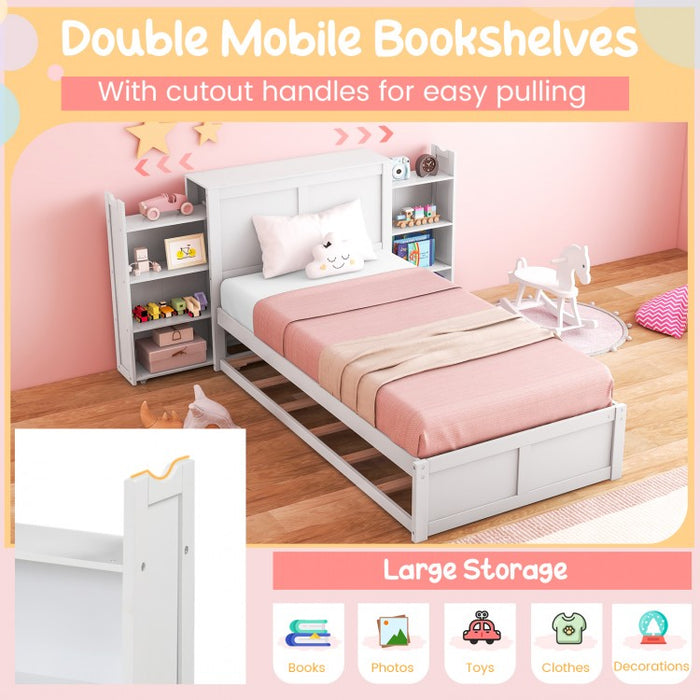 Children's Bedroom White Storage Headboard Wooden Bed Frame