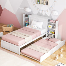 Load image into Gallery viewer, Children&#39;s Bedroom White Storage Headboard Wooden Bed Frame
