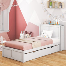 Load image into Gallery viewer, Children&#39;s Bedroom White Storage Headboard Wooden Bed Frame
