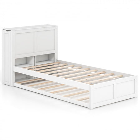 Children's Bedroom White Storage Headboard Wooden Bed Frame