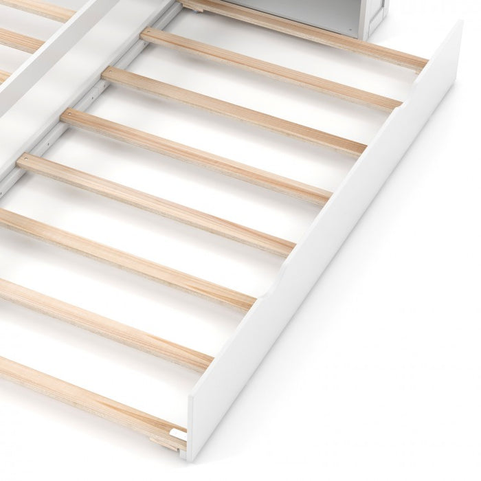 Children's Bedroom White Storage Headboard Wooden Bed Frame