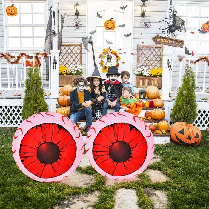 Costway Halloween Inflatable Eyeballs 2-Piece Set with Blower - Suitable for Halloween Decorations and Holiday Parties