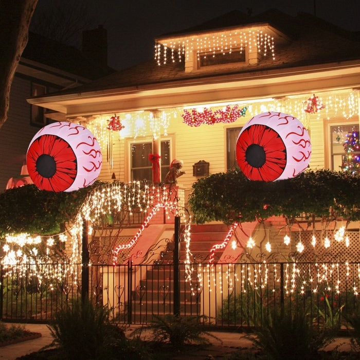 Costway Halloween Inflatable Eyeballs 2-Piece Set with Blower - Suitable for Halloween Decorations and Holiday Parties