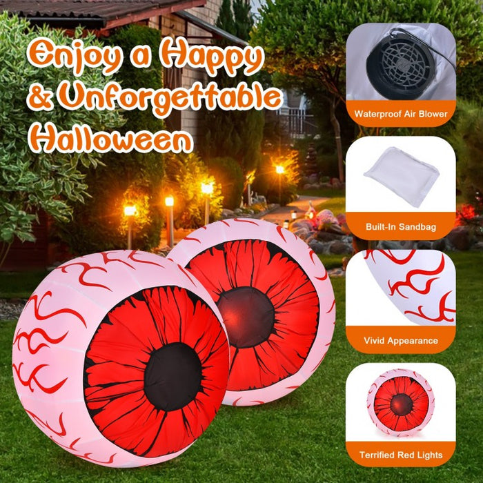 Costway Halloween Inflatable Eyeballs 2-Piece Set with Blower - Suitable for Halloween Decorations and Holiday Parties
