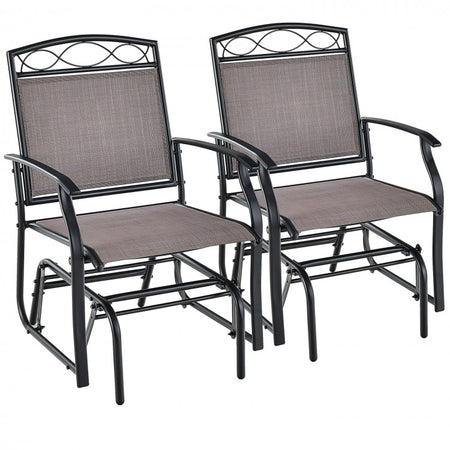 Outdoor Patio Brown Metal Glider Armchair Furniture