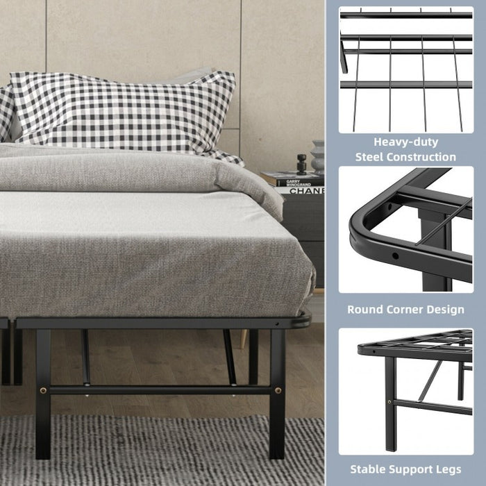 Multi-Size Black Metal Folding Platform Bed